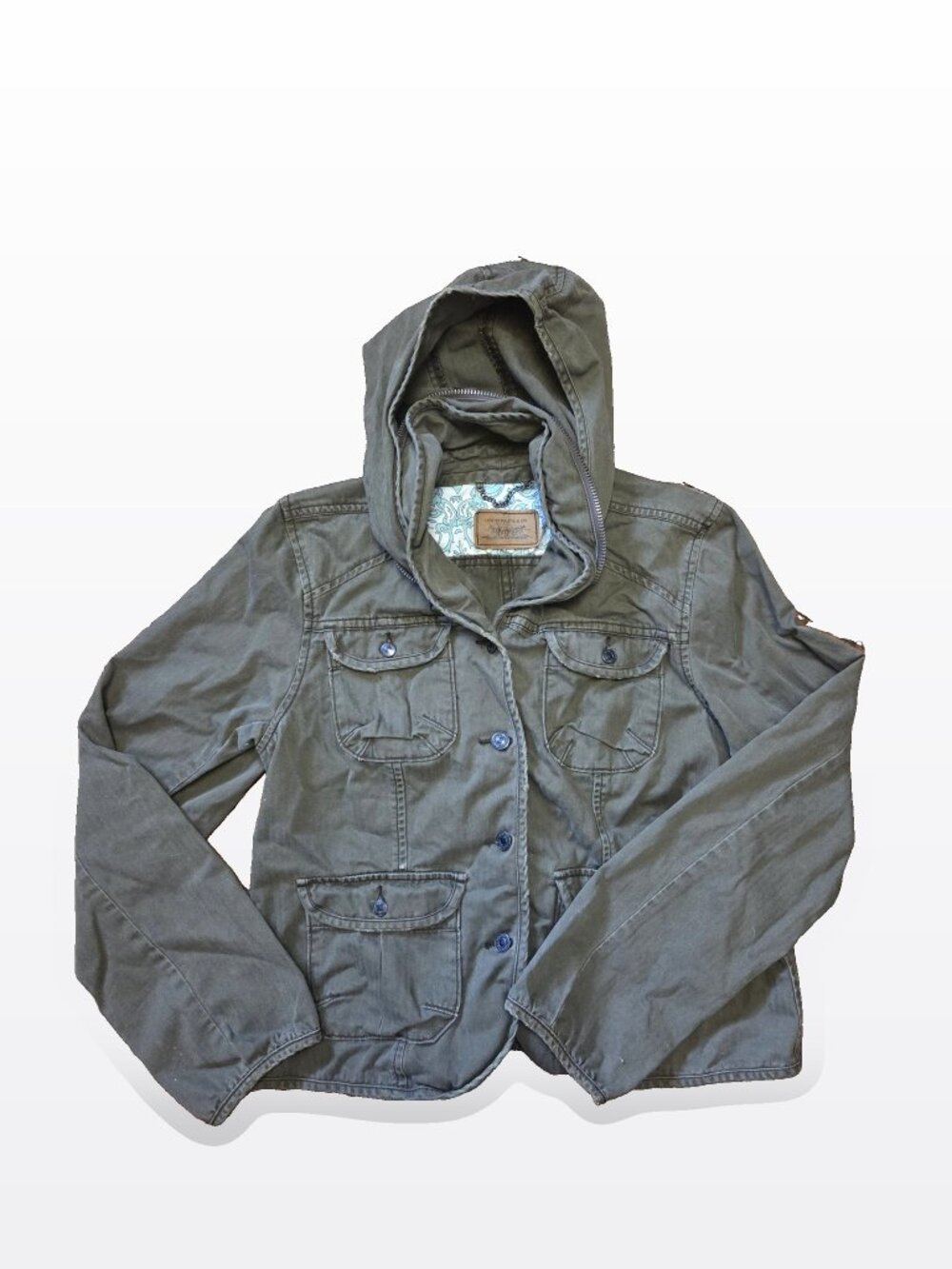 Levi's Olive Green Hooded Utility Jacket Size XL 100% Cotton